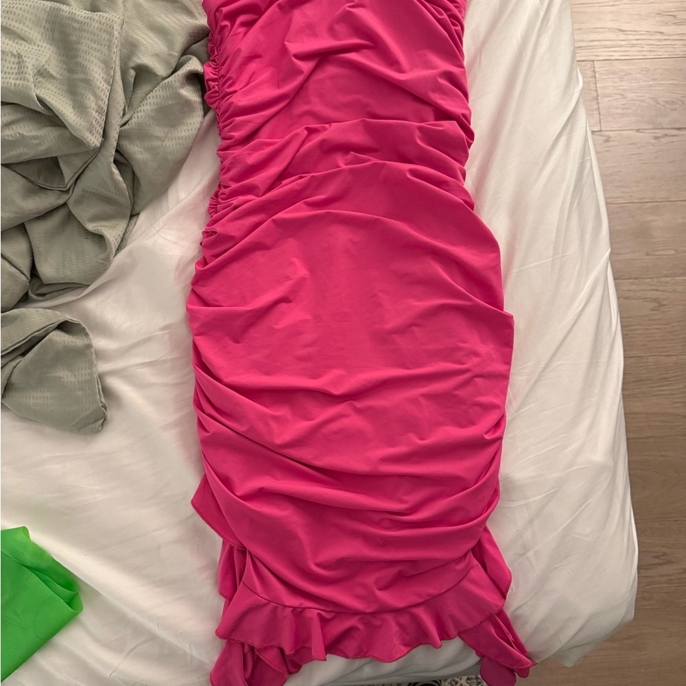 Vibrant Pink Ruched Dress